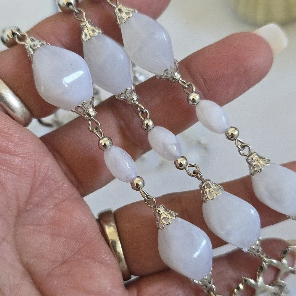 Silver and White Statement 3 Chain Adjustable Belt